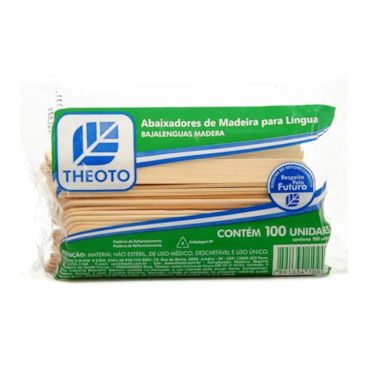 Abaixador de Lingua Madeira Embalagem Individual c/100 Theoto Abaixador de Lingua Madeira Embalagem Individual c/100 Theoto