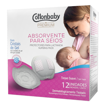 Absorvente para Seios Cottonbaby Premium c/12 Absorvente para Seios Cottonbaby Premium c/12