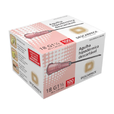Agulha Hipodérmica 18G 40 x 1,20mm c/100 Descarpack