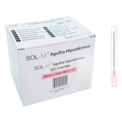 Agulha Hipodérmica 18G 40 x 1,20mm c/100 Sol Millennium
