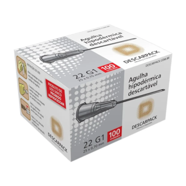 Agulha Hipodérmica 22G 25 x 0,70mm c/100 Descarpack Agulha Hipodérmica 22G 25 x 0,70mm c/100 Descarpack