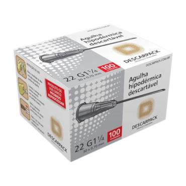 Agulha Hipodérmica 22G 30 x 07 c/100 Descarpack Agulha Hipodérmica 22G 30 x 07 c/100 Descarpack