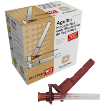 Agulha Hipodérmica com Dispositivo de Segurança 26G 13 x 0,45mm c/100 Descarpack Agulha Hipodérmica com Dispositivo de Segurança 26G 13 x 0,45mm c/100 Descarpack