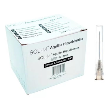 Agulha Hipodérmica Descartável 30x0,70mm (22g) Caixa c/100