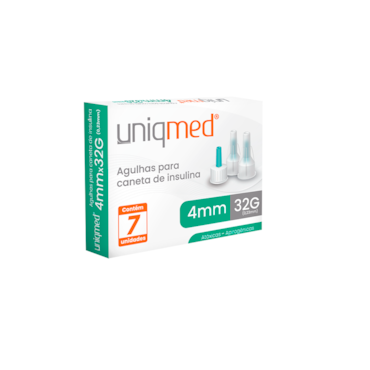 Agulha para Caneta de Insulina 4mm 32G C/7 Uniqmed