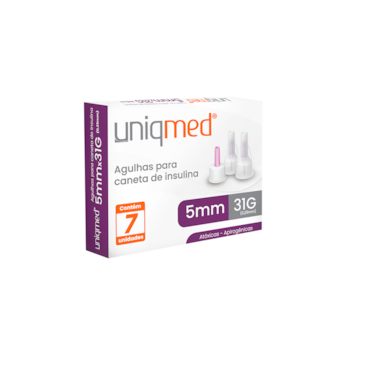 Agulha para Caneta de Insulina 5mm 31G C/7 Uniqmed