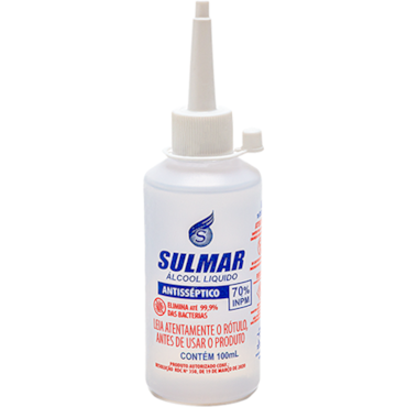 Álcool Líquido 70 Inpm Almotolia 100ml Desinfetante Caixa c/50 Sulmar