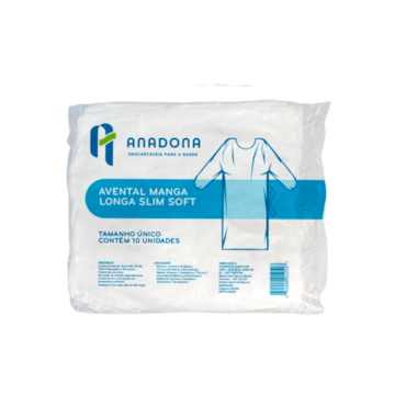 Avental Descartável Manga Longa 20g Braço c/Punho c/10 Anadona Avental Descartável Manga Longa 20g Braço c/Punho c/10 Anadona