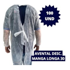 Avental Descartável Manga Longa 30g c/100 Mega Medical