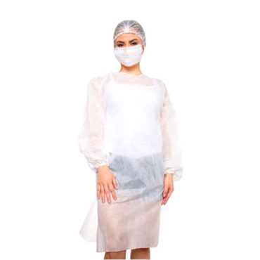 Avental Descartável Manga Longa c/Punho 30g Branco c/10 Anadona Avental Descartável Manga Longa c/Punho 30g Branco c/10 Anadona