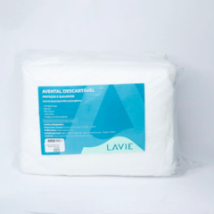 Avental Descartável Manga Longa c/Punho 30g Branco c/10 Lavie