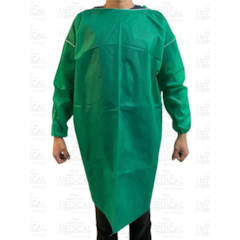 Avental Descartável Manga Longa Verde 40G c/10 Mega Medical