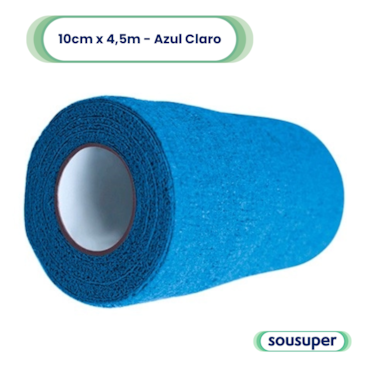 Bandagem Elástica Veterinária 10cm x 4,5m Azul Claro Hoppner