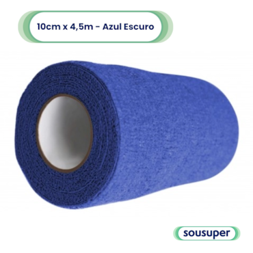 Bandagem Elástica Veterinária 10cm x 4,5m Azul Escuro Hoppner