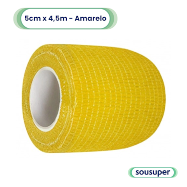 Bandagem Elástica Veterinária 5cm x 4,5m Amarelo Hoppner