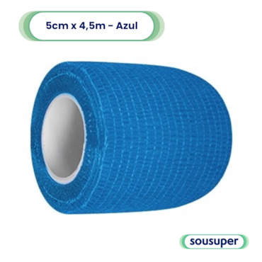 Bandagem Elástica Veterinária 5cm x 4,5m Azul Claro Hoppner