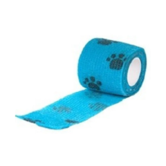 Bandagem Elástica Veterinária 5cm x 4,5m Azul com Patas Hoppner