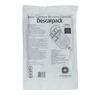 BOLSA COLETORA DE URINA 2000ML SISTEMA FECHADO C/VALVULA - DESCARPACK