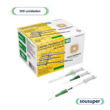 Cateter Intravenoso 18G com Dispositivo de Segurança c/100 Descarpack