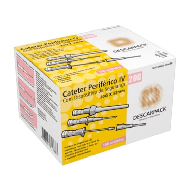 Cateter Intravenoso 20G c/Dispositivo de Segurança c/100 Descarpack