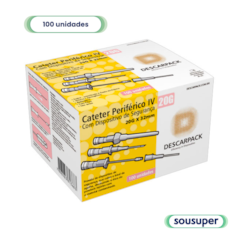 Cateter Intravenoso 20G com Dispositivo de Segurança c/100 Descarpack