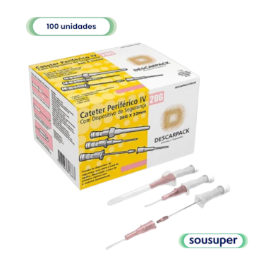 Cateter Intravenoso 20G com Dispositivo de Segurança c/100 Descarpack Cateter Intravenoso 20G com Dispositivo de Segurança c/100 Descarpack