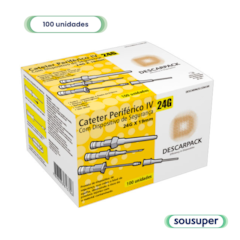 Cateter Intravenoso 24G com Dispositivo de Segurança c/100 Descarpack