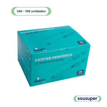 Cateter Intravenoso com Dispositivo de Segurança 14G Safe c/100 Nayr Saúde Cateter Intravenoso com Dispositivo de Segurança 14G Safe c/100 Nayr Saúde