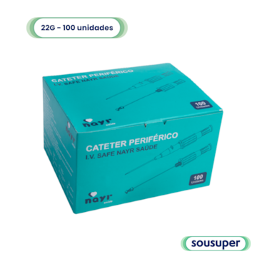 Cateter Intravenoso com Dispositivo de Segurança 22G c/100 Safe Nayr Saúde Cateter Intravenoso com Dispositivo de Segurança 22G c/100 Safe Nayr Saúde
