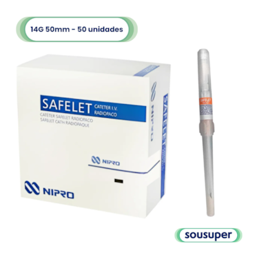 Cateter Intravenoso Safelet Nipro 14G 50mm c/50