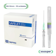 Cateter Intravenoso Safelet Nipro 18G 32mm c/50