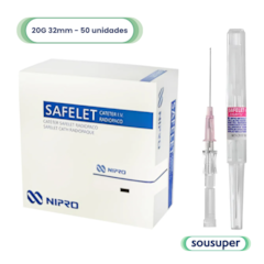 Cateter Intravenoso Safelet Nipro 20G 32mm c/50