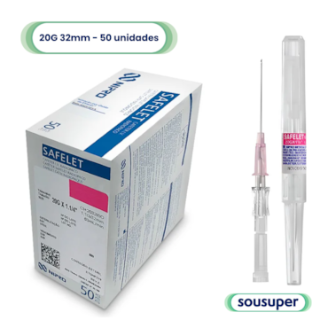 Cateter Intravenoso Safelet Nipro 20G 32mm ETFE c/50 Cateter Intravenoso Safelet Nipro 20G 32mm ETFE c/50