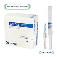 Cateter Intravenoso Safelet Nipro 22G 25mm c/50