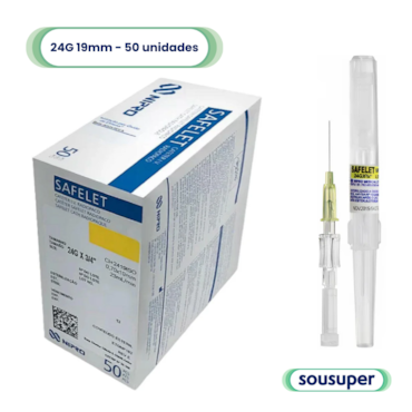 Cateter Intravenoso Safelet Nipro 24G 19mm Poliuretano c/50 Cateter Intravenoso Safelet Nipro 24G 19mm Poliuretano c/50