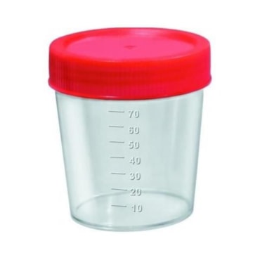 Coletor Universal 80ml Estéril Tampa Vermelha Sem Pá c/100 Cralplast Coletor Universal 80ml Estéril Tampa Vermelha Sem Pá c/100 Cralplast