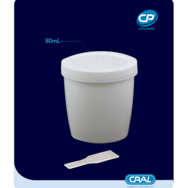 Coletor Universal 80ml Não Estéril Tampa Branca Com Pá c/100 Cralplast Coletor Universal 80ml Não Estéril Tampa Branca Com Pá c/100 Cralplast