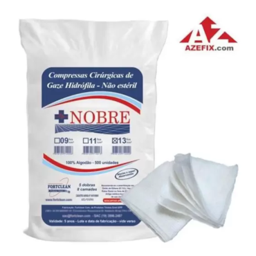 Compressa de Gaze 7,5 x 7,5 13 Fios Não Estéril c/500 Nobre Compressa de Gaze 7,5 x 7,5 13 Fios Não Estéril c/500 Nobre
