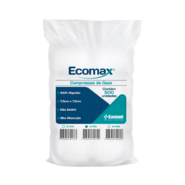 Compressa de Gaze 7,5cm x 7,5cm 11 Fios Ecomax c/500 Kasmed
