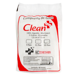 Compressa de Gaze 7,5x7,5cm 13-Fios 100gr CLEAN