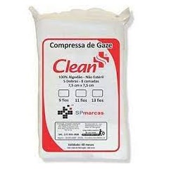 Compressa de Gaze Clean 11 Fios 7,5cmx7,5cm Não Estéril 100g