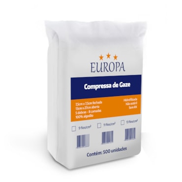 Compressa de Gaze Estéril Polar Fix 7,5 x 7,5 11F Kit com 25 Pacotes c/10 Europa