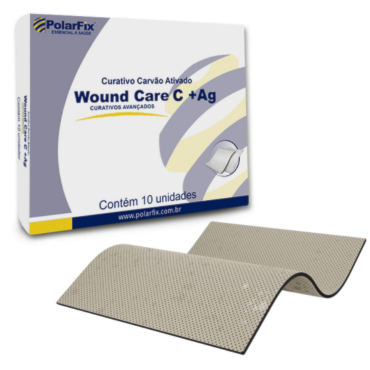 Curativo Carvão Ativado Wound Care C +Ag 10,5cm x 10,5cm c/10 PolarFix