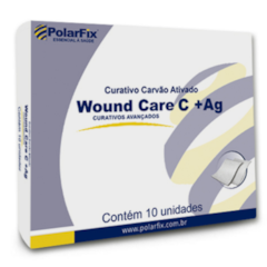 Curativo Carvão Ativado Wound Care C +Ag 10,5cm x 10,5cm c/10 PolarFix