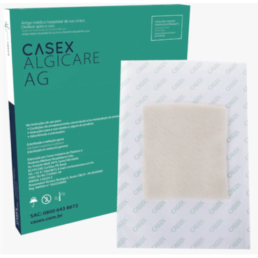 Curativo de Alginato de Cálcio com Prata Algicare Ag 10x10 c/10 Casex Curativo de Alginato de Cálcio com Prata Algicare Ag 10x10 c/10 Casex