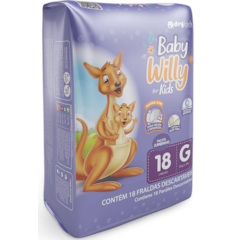 Fralda Descartável Infantil Baby Willy G192Un Kit c/24Pct