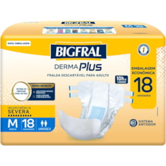 FRALDA GERIÁTRICA BIGFRAL DERMA PLUS ECONOMICA M 72Un Kit c/4 pacotes