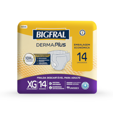 Fralda Geriátrica Bigfral Derma Plus Economica xg 56Un Kit c/4 Pacotes