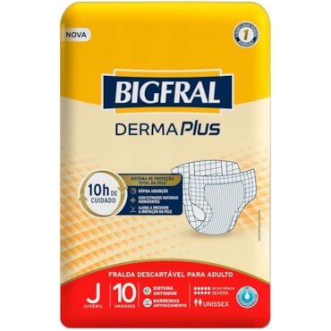 Fralda Geriátrica Bigfral Derma Plus Juvenil 80Un. Kit c/8 Pacotes