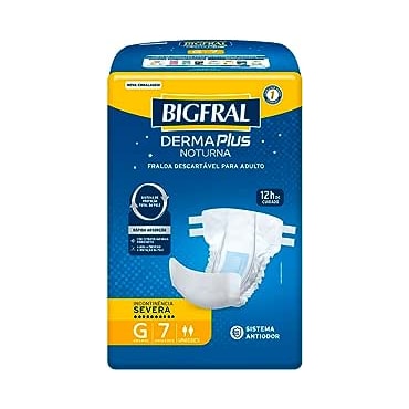 Fralda Geriátrica Bigfral Noturna Derma Plus G 56Un. Kit c/ 8Pct